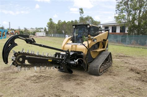 trenching with skid steer|skid loader trencher attachment.